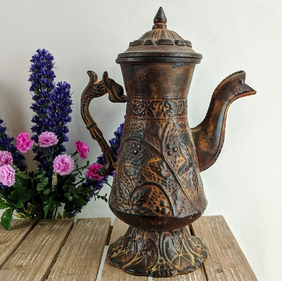 unbranded Other - 14" Ornate Vintage Style Rusty Heavy Metal Vessel